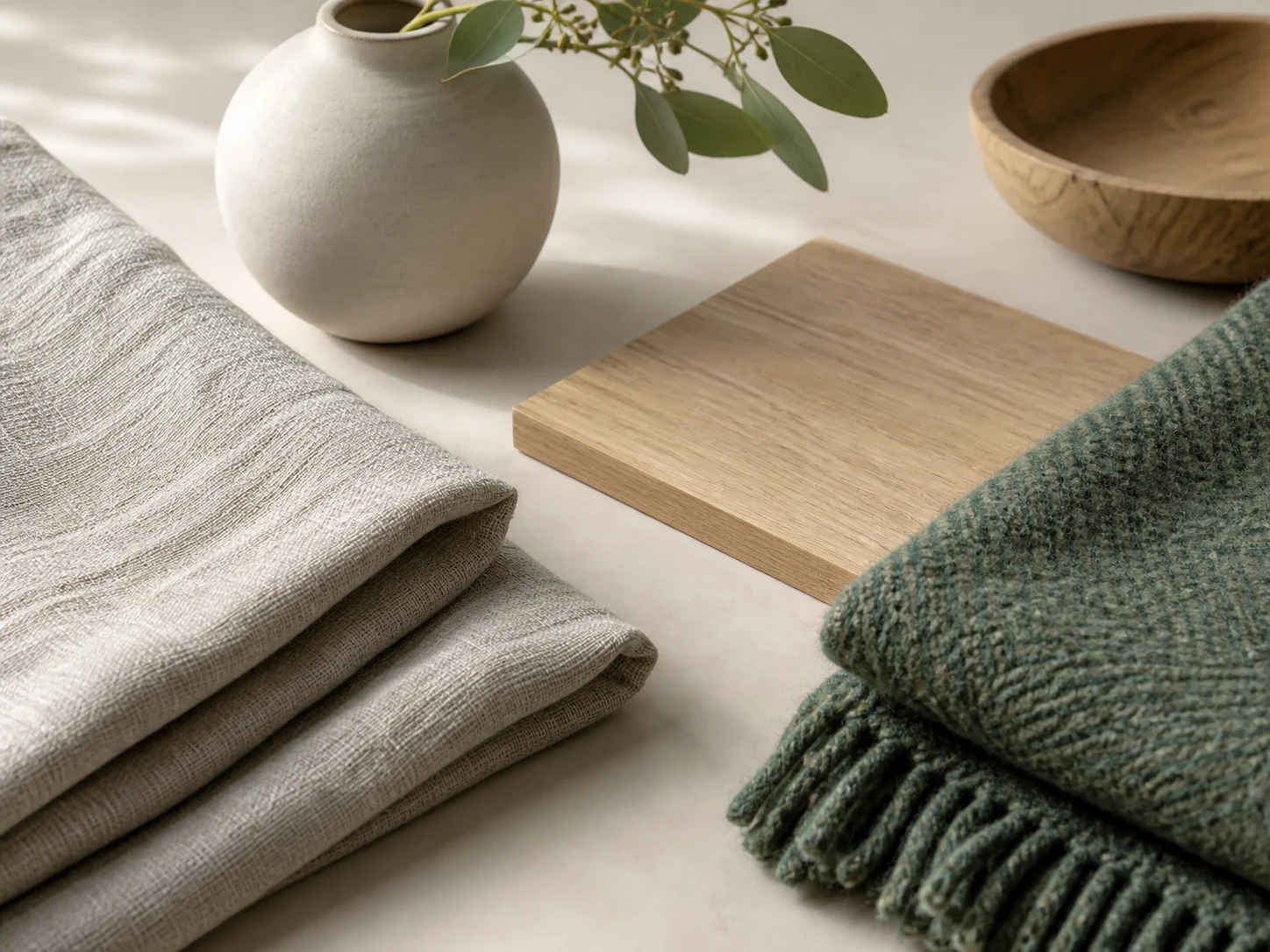Close details of ceramic and natural materials
