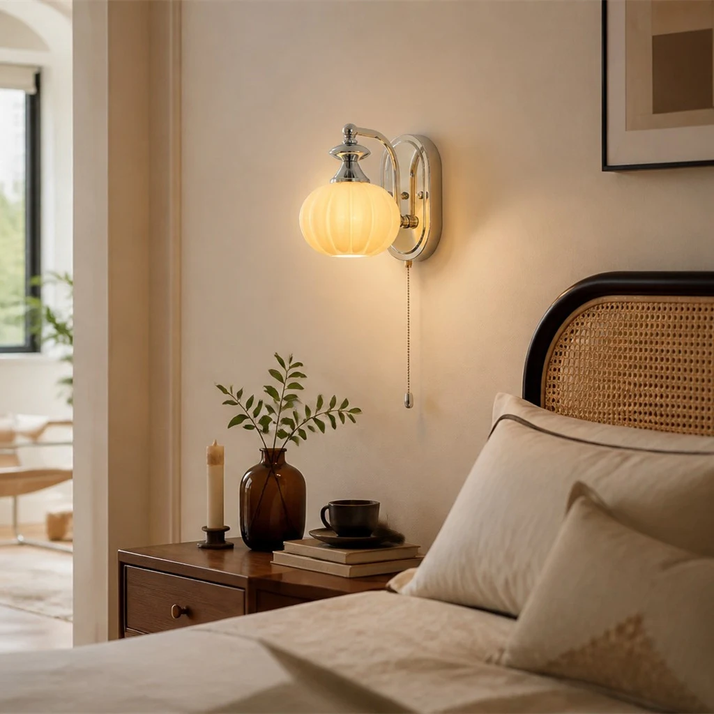 Bauhaus pumpkin glass wall sconce image 3