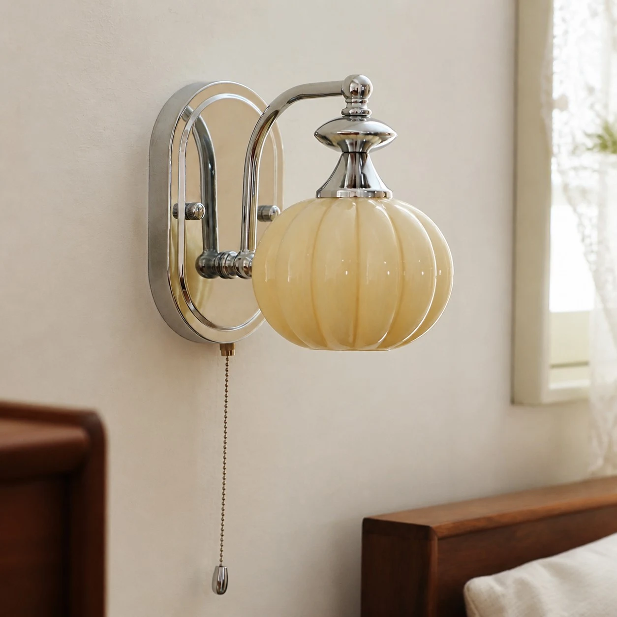 Bauhaus pumpkin glass wall sconce image 2